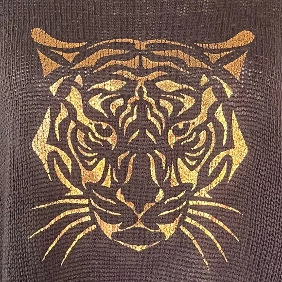 Wooden Ships Copper Tiger Face Oversized Sweater in Brown Mohair Wool Size M/L - Picture 8 of 11